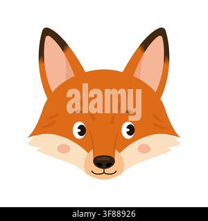 Cute cartoon fox head vector illustration isolated on white background Stock Vector