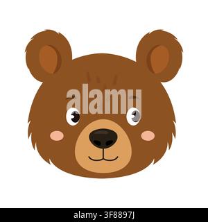 Cute cartoon bear head vector illustration isolated on white background Stock Vector