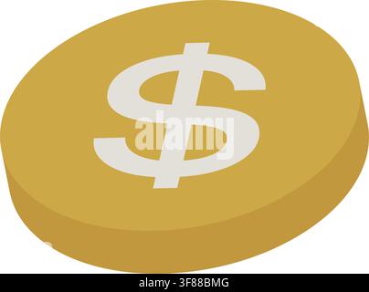 Isometric 3D gold dollar coin Stock Vector
