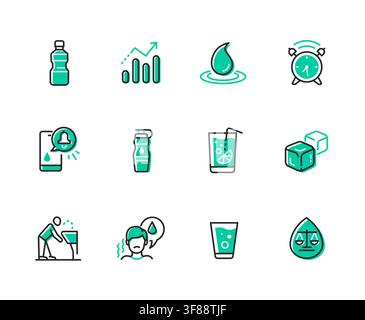 Hydration Tracker Icons Set Stock Vector