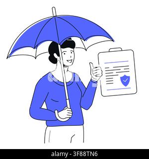 Insurance Protection Concept - Line Design Illustration Stock Vector