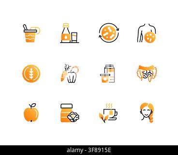 Healthy Eating Icons Set Stock Vector