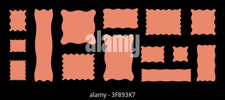 Bright wavy cloud frames with jagged borders. Hand-drawn frames. Colorful frames with wavy or swaying edges. Vector abstract geometric shapes for text, quotes, and messages. Stock Vector
