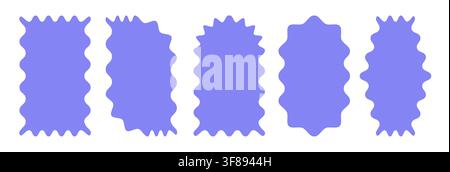 Bright wavy cloud frames with jagged borders. Hand-drawn frames. Colorful frames with wavy or swaying edges. Vector abstract geometric shapes for text, quotes, and messages. Stock Vector