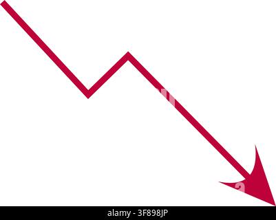 Red down arrow for financial graph Stock Vector