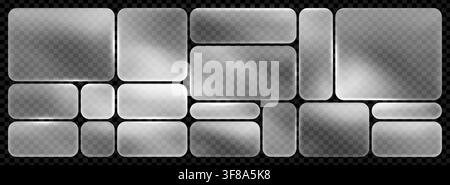 Button liquid frame with morphism glass ui and transparent rectangle effect. 3d digital icon with design light shape and bubble background box. Glassm Stock Vector