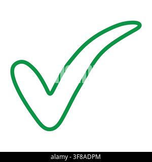 Large green check mark icon indicating correctness approval completion task Stock Vector