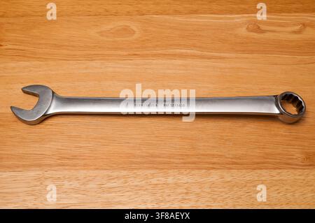 A used Snap-on 23mm Combination Wrench, reverse side. Stock Photo