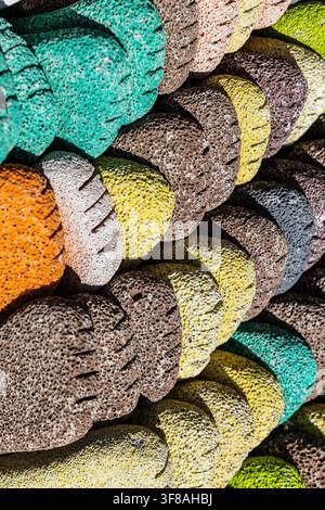 Natural volcanic pumice stones background, Hydra Town, Hydra, Greece Stock Photo