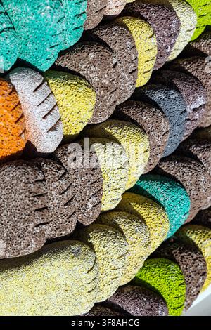 Natural volcanic pumice stones background, Hydra Town, Hydra, Greece Stock Photo
