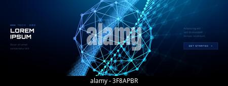 Data background ai for tech particle line and abstract digital space. Globe network futuristic for vector concept planet and world future universe. Li Stock Vector