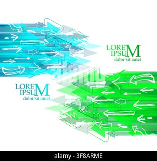 Blue and Green arrows background. Modern futuristic background technology. Vector illustration. Stock Vector