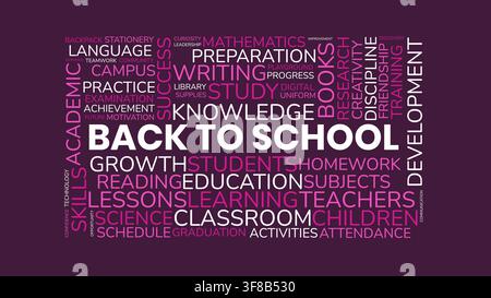 Back to School Word Cloud Vector Illustration with Educational Typography Keywords on Dark Background Stock Vector