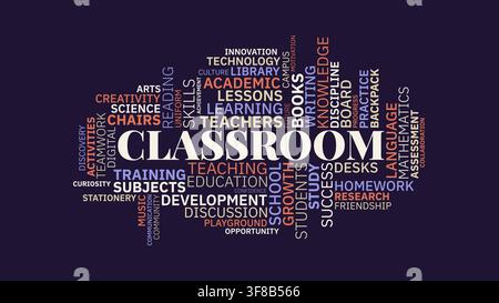 Classroom Education Word Cloud Concept Vector Illustration with School and Teaching Typography Terms Stock Vector