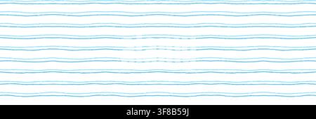 Watercolor baby stripe seamless pattern with soft blue horizontal stripes, hand painted texture. Stripe baby watercolor pattern for nursery fabric or Stock Vector