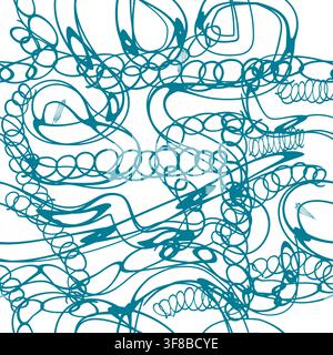 Seamless pattern of blue line brush strokes. Vector illustration. Stock Vector