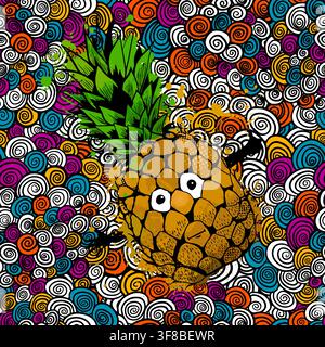 abstraction with pineapple Vector illustration Stock Vector