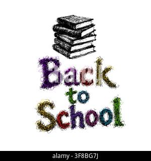 Back to school. A stack of books Hand drawn. Not AI, vector illustration. Stock Vector