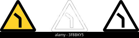 Left Angle Turn Warning Sign in Vector Format Stock Vector