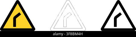 Right Angle Turn Warning Sign in Vector Format Stock Vector