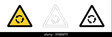 Roundabout Warning Sign in Vector Format Stock Vector