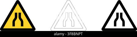 Warning road narrows in vector format Stock Vector