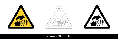 Warning wildfire risk near residential area in vector format Stock Vector