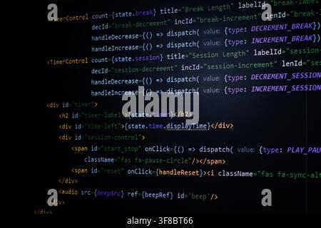 Close-up of programming code displayed on a computer screen Stock Photo