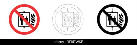 Do not use lift in case of fire sign in vector format Stock Vector