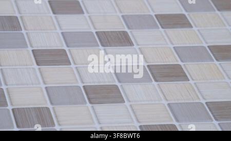 Ceramic Mosaic Tile Texture Background Perspective View, ideal for bathroom wall, kitchen backsplash, interior architecture, and renovation design. Stock Photo