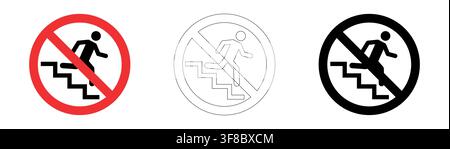 No running on stairs prohibition sign in vector format Stock Vector