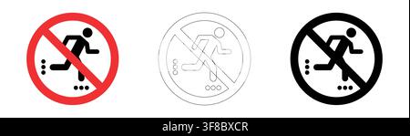 No Roller Skating Prohibition Sign Stock Vector