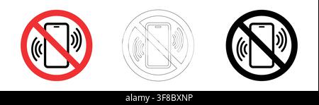 Prohibition signs no activated mobile phones in vector format Stock Vector