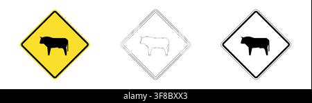Animals on the Road Traffic Sign PO-5 in Vector Format Stock Vector