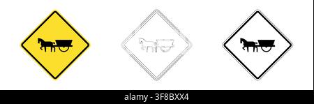 Animal-Drawn Vehicles Traffic Sign PO-4 in Vector Format Stock Vector