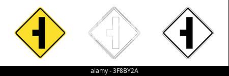 Left Side Crossings, Forks and Mergers Traffic Sign in Vector Format Stock Vector