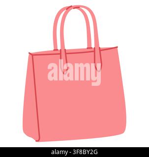 Tote silhouette bag. Fashion accessory technical illustration. Vector satchel front 3-4 view for Men, women, unisex style, flat handbag CAD mockup sketch outline isolated Stock Vector