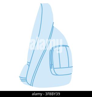 Sling Bag backpack silhouette bag. Fashion accessory technical illustration. Vector satchel front 3-4 view for Men, women, unisex style, flat handbag CAD mockup sketch outline isolated Stock Vector