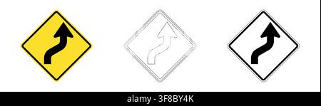 Right reverse curve traffic sign in vector format Stock Vector
