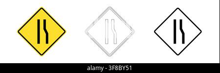 Road narrows on the right traffic sign in vector format Stock Vector