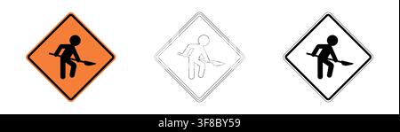 Road Works Traffic Sign in Vector Format Stock Vector