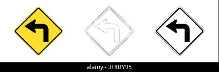 Sharp left turn traffic sign in vector format Stock Vector