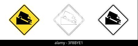 Steep Descent Ahead Traffic Sign in Vector Format Stock Vector