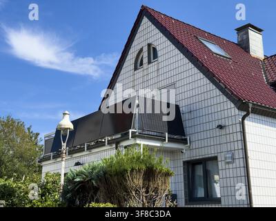 Several solar panels on a balcony in Wuppertal, Germany Stock Photo