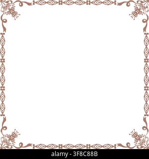 Elegant vintage ornamental frame with delicate floral corners, perfect for invitations, certificates, or decorative design projects. Stock Vector