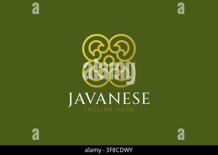 Javanese Ethnic Batik Gold Ornament Logo Vector Illustration Stock Vector
