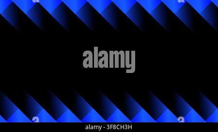 Digital abstract background with vibrant blue 3d geometric borders framed on dark black center space for modern tech slide design website header banne Stock Vector