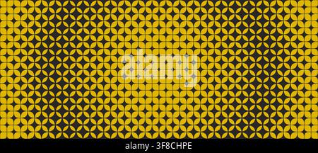 Sparkle grid radial gradient pattern. Yellow mustard geometric star gradation background. Abstract repeating mosaic pattern wallpaper. Repeated retro lattice wireframe backdrop. Vector texture pattern Stock Vector