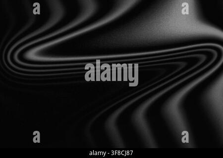A dark, moody abstract background featuring flowing wavy lines and a grainy metallic texture. Ideal for luxury branding, sleek technology wallpapers, Stock Photo