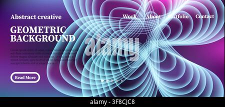Geometric abstract background with swirling light patterns and purple hues Stock Vector